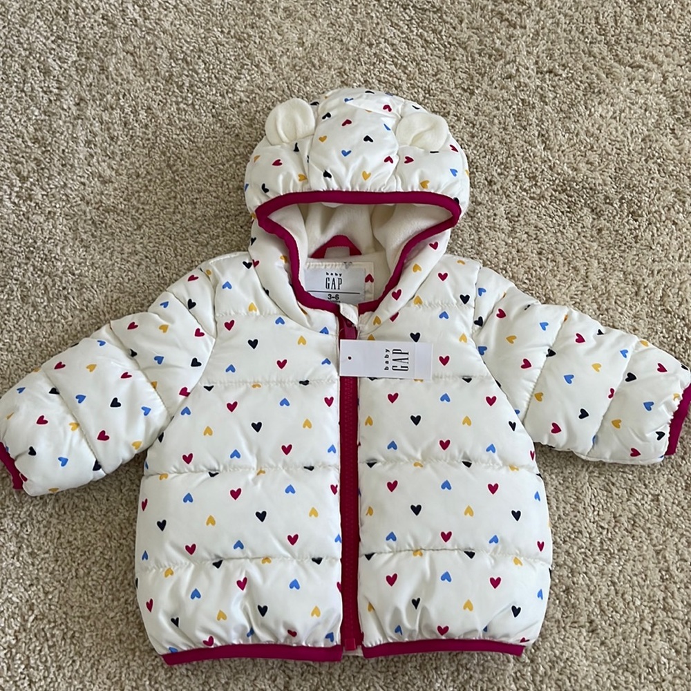 Baby Gap heart puffer jacket- 3-6 months